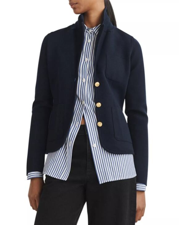 rag & bone Sweaters - Rag & Bone Women Navy Merino Wool Knit Alex Slim Front Button Blazer Size S